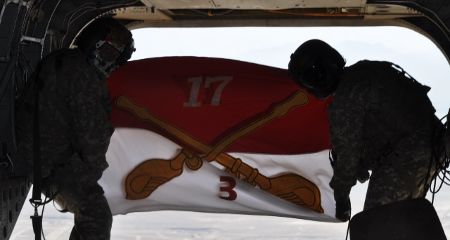 CSM is flying our battle flag here in the
back of a Chinook