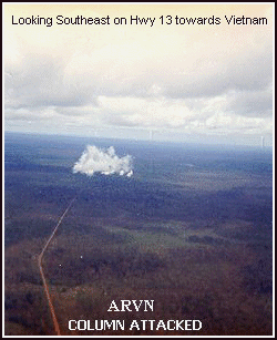 ARVN column being hit on Hwy 13 - Dan Sutherland photo