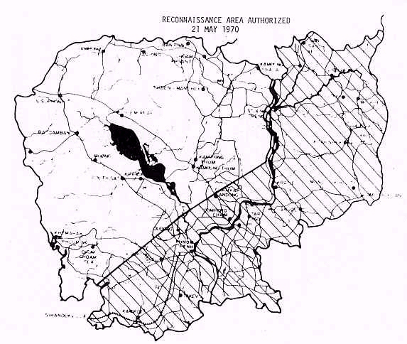 Cambodia Authorized Recon Areas from 7th USAF CHECO report