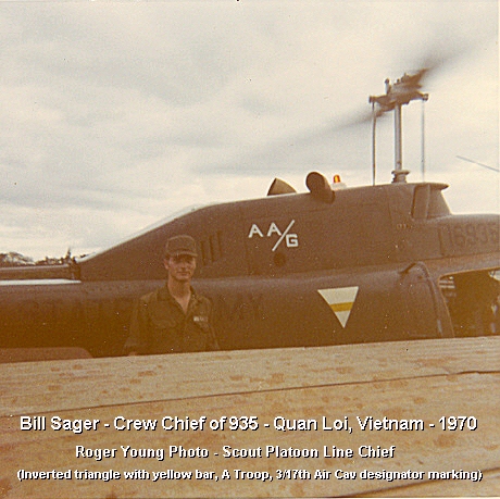68-16935 with crew chief Bill Sager at Quan Loi, Vietnam